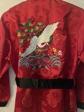 Asian Dragon Embroidered Kimono Red Black Size S Used Nice Condition