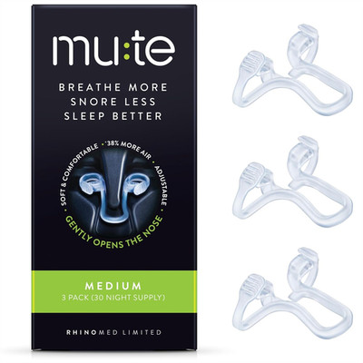 Mute Nasal Dilator Snoring Solution | Medium 3 Pack | Snore Less & Sleep Better