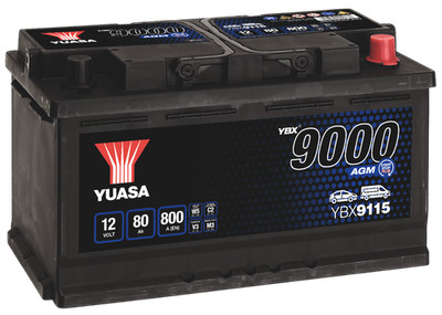 AGM Autobatterie 80Ah YBX9115 Yuasa 12V 800A Start-Stop Plus Starterbatterie