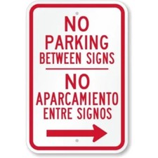 No Parking Sign Bilingual Aluminum Weatherproof Outdoor Traffic Warning