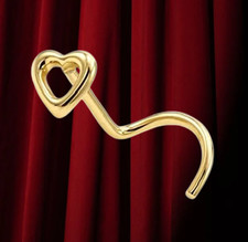 Spilla nasale forma cuore vero oro giallo massiccio 585 0,8 x 6 x 3,5 mm gara...
