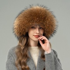 Women Winter Fluffy Fox Fur Hats Soft Thicken Beanie Ear Protection Caps Outdoor