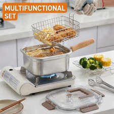 Deep Fryer Pot Stainless Steel Frying Pan Oil Saving Frying Pan With Basket