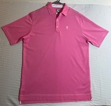 Footjoy Polo Golf Shirt Mens L Athletic Fit Solid Pink Embroidered Logo