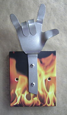 METALL DANDIE HAND MIT FLAMMEN Hot Rod Drag Racing Tasche Garderobenhaken Hängegestell 