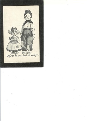 DUTCH KIDS VINTAGE PC "Long mit Luf & Short mit Money" 3-9-1913 Sender Revised