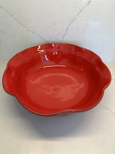 De Silva Large Red Ruffled Edge 12”Serving Bowl Made In Italy