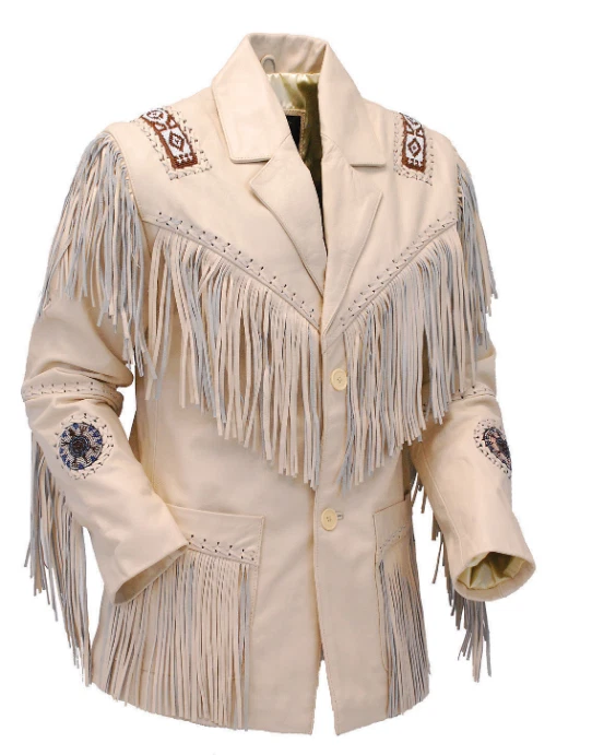 Men Western Cowboy Fringe Jacket Beaded Native American Real Leather Jacket
Opens in a new window or
