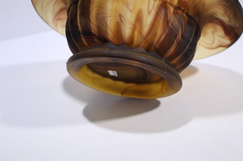 1930s Art Deco Glass Bowl George Davidson Brown Amber Cloud Glass Swirl 3.5 tall - Picture 11 of 15