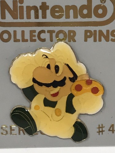 Nintendo Collector Pin Enamel #4 Luigi Running w/ Mushroom Series A 1989 - Picture 2 of 3