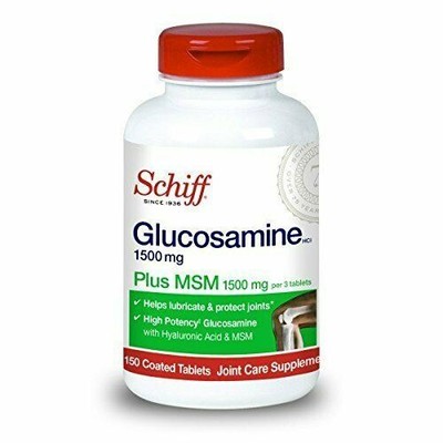 Schiff High Potency Glucosamine Plus MSM Coated Tablets 1500mg 150 Count 3 Pack