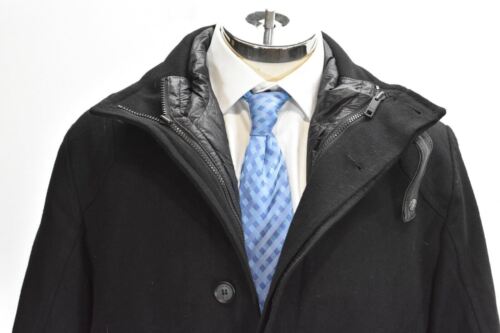 Andrew Marc Mens Black Full Zip Flap Hidden Button Placket Pocket Overcoat M - Picture 4 of 11