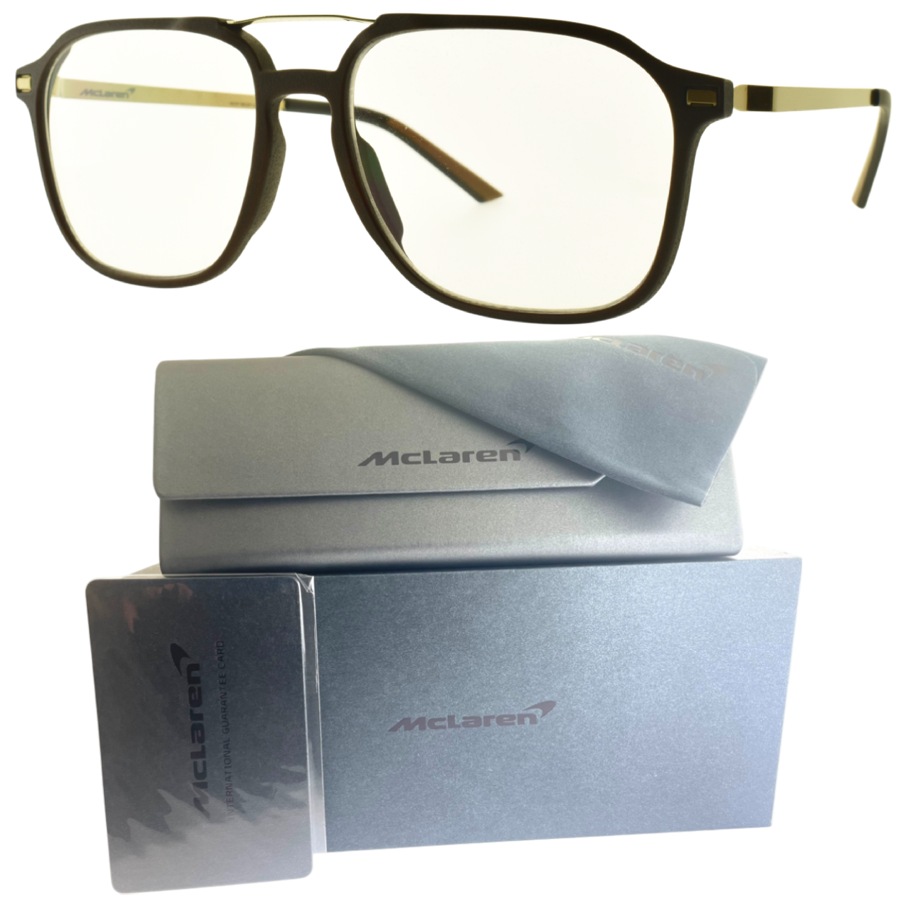 New MCLAREN MLOP 98O06 C02 Brown Rectangle Full Rim Unisex Eyeglass Frame