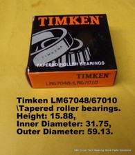 Timken LM67048/67010 Tapered roller bearings. Height: 15.88, Inner Diameter: 31.