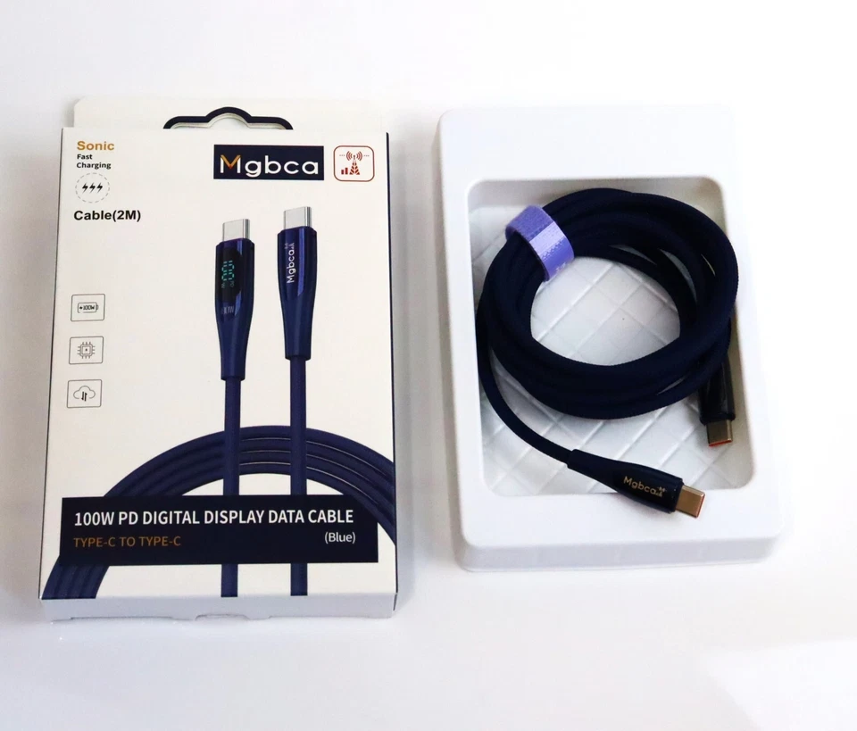 Cable USB-C de carga rápida sónico de nailon Mgbca para Galaxy S24/S23/S22, pantalla de 100 W Foto 4 de 4