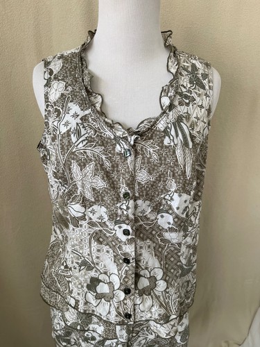 Vintage Bali Women's Green/white Floral 2-Piece Skirt/Top Set - Picture 3 of 12