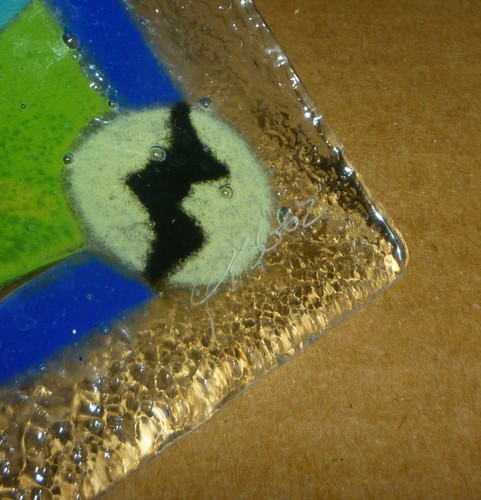 Peggy Karr Glass 14” BOO Tray Signed 2002 - Picture 2 of 4