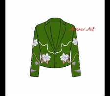 Men's Custom Made Green 2Pc Western Wedding Suite Embroidered Cocktail pantsuit