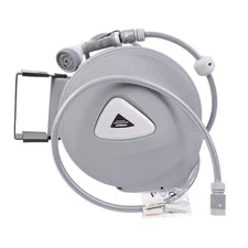 32FT 65FT 100FT Retractable Garden Water Hose Reel Spray Gun Rewind Wall Mounted