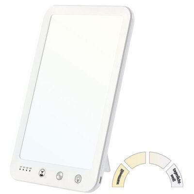 Lunartec CCT-LED-Tageslichtlampe, 10.000 Lux, dimmbar, Timer, USB-C, 3000-6500K