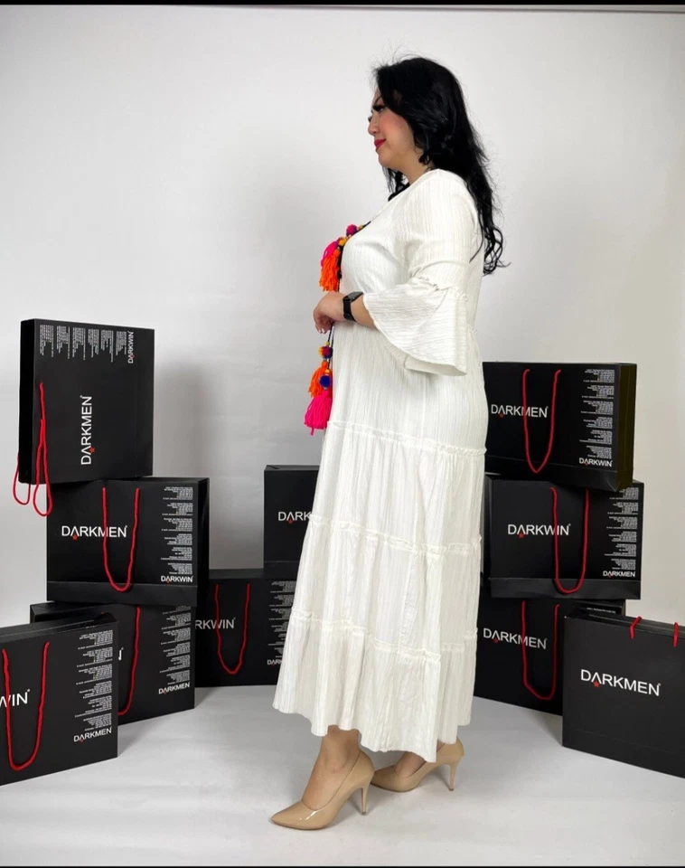 Brend Nuevo Diseñador Madam LUCKY VESTIDO DE VERANO Algodón Talla Grande US14/18 Talla Única Foto 3 de 4