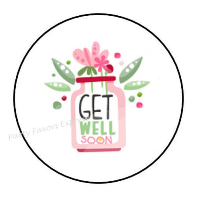 2cm 32xAufkleber Sticker Decal bunt Brief Post Get Well Soon bunt Rund R2983