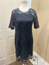 Hope & Harlow 2-Layer Lace Navy Blue Dress, Size 10