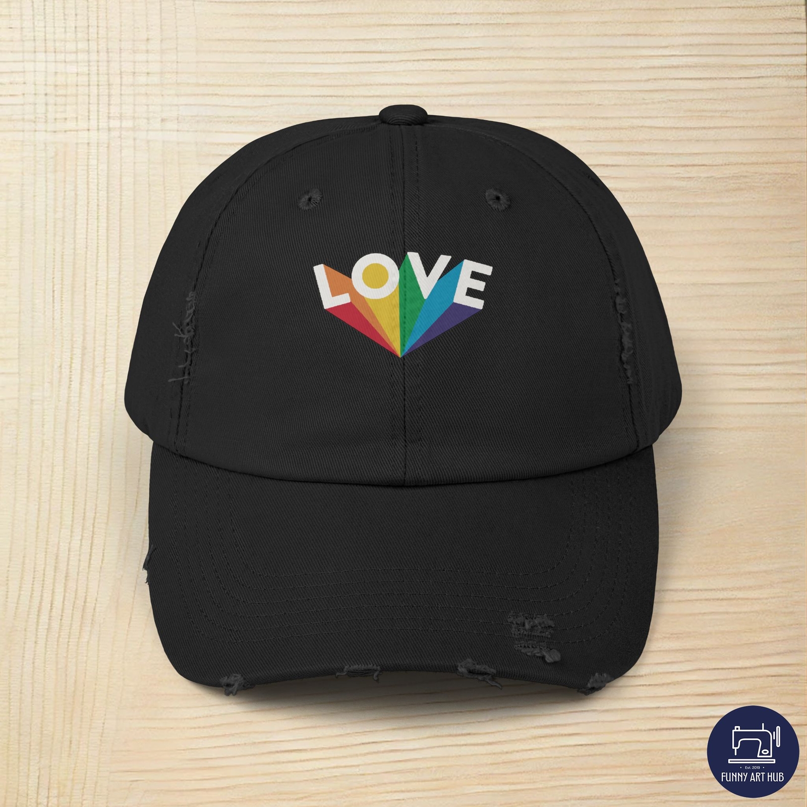 LGBT Love Letters Rainbow Unisex Distressed Cap