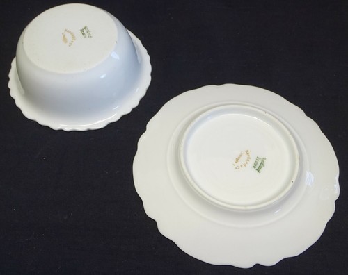 Haviland Limoges France 6 Ramekins with Saucers Schleiger 520 Red, Green Gold - Picture 4 of 6