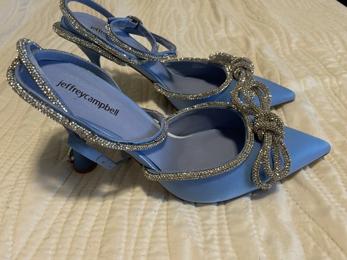 Jeffrey Campbell  Womens Apresdouze Heel in Baby Blue Satin Silver Size 10 - Bild 5 von 16