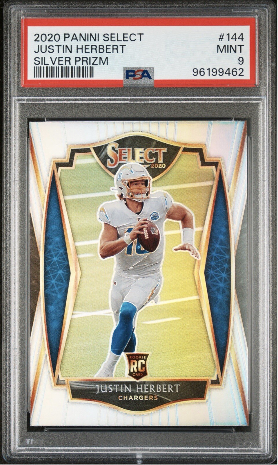 2020 Panini Select Justin Herbert #144 Silver Prizm PSA 9 Mint Rookie Card
