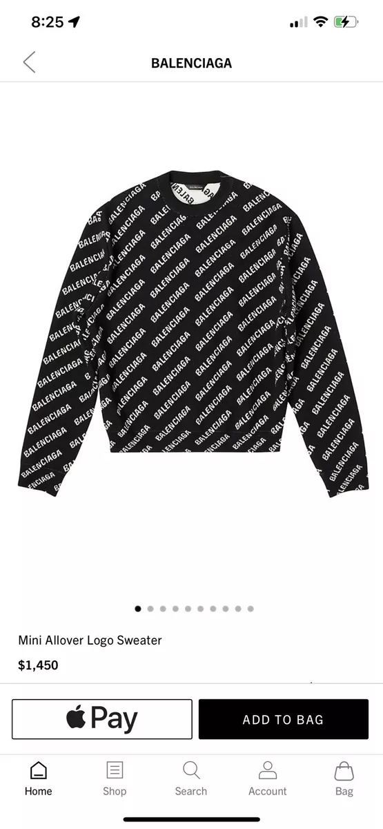 Balenciaga Women's Allover Logo Sweater in black and white wool knit Size M