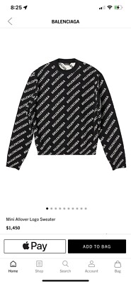 Balenciaga Women's Allover Logo Sweater in black and white wool