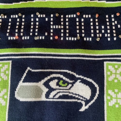 Seattle Seahawks Lite Up Light Ugly LED Christmas Sweater NEW NFL Seahawks - Picture 6 of 9