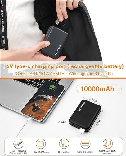 Chaleco térmico para mujer - Chaleco térmico ligero con batería 10000 mAh talla (S) - Imagen 5 de 6