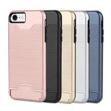 For iPhone 7 / 7Plus Tough Hybrid Drop Protection Kickstand Card Slot Cover Case