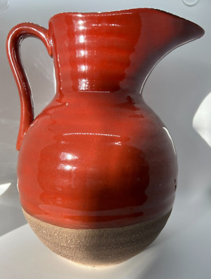 Cranberry Red Ceramic Pitcher Water Drink 2 Quart 10'' Tall Target Holiday Home
