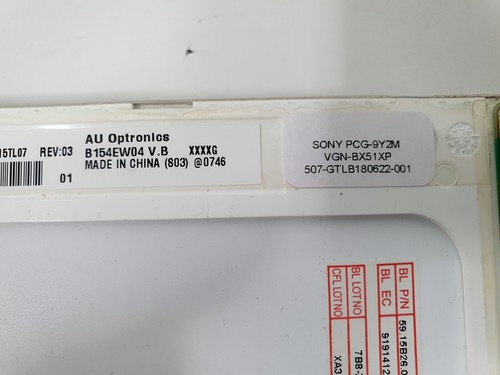 SONY PCG-9Y2M VGN-BX51XP LCD LED 15.4" Laptop Screen AU Optronics B154EW04 V.B - Picture 10 of 11