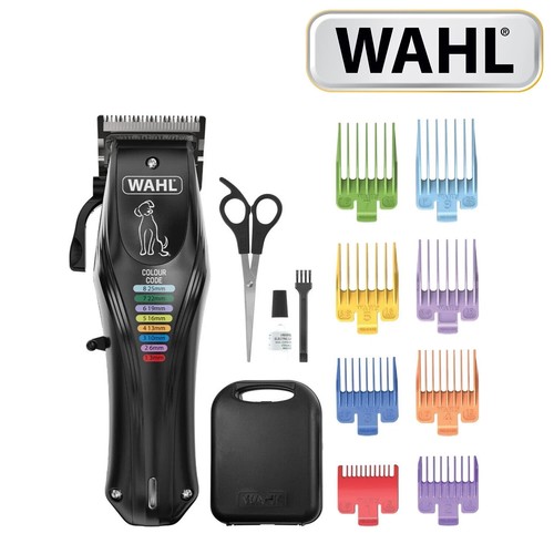 WAHL Colour Pro wiederaufladbare kabelgebundene/akkulose Haustierschermaschine mit codierten Kämmen