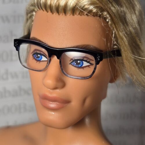 GLASSES W~ BLACK FRAME CLEAR LENS 11.5" 1/6 FITS KEN MALE DOLL READING ACCESSORY
