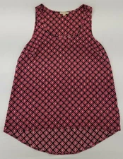 PLEIONE Sleeveless Top Blouse Women Size S HI-LOW Geometric Lightweight BOHO B4