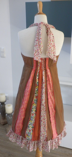 NTS Not The Same Impressionen Kleid Neckholder bestickt braun bunt 36 S NP 130€ - Bild 7 von 24