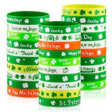 30pcs St. Patrick's Day Rubber Bracelets Silicone Wristbands for St. Patrick'...