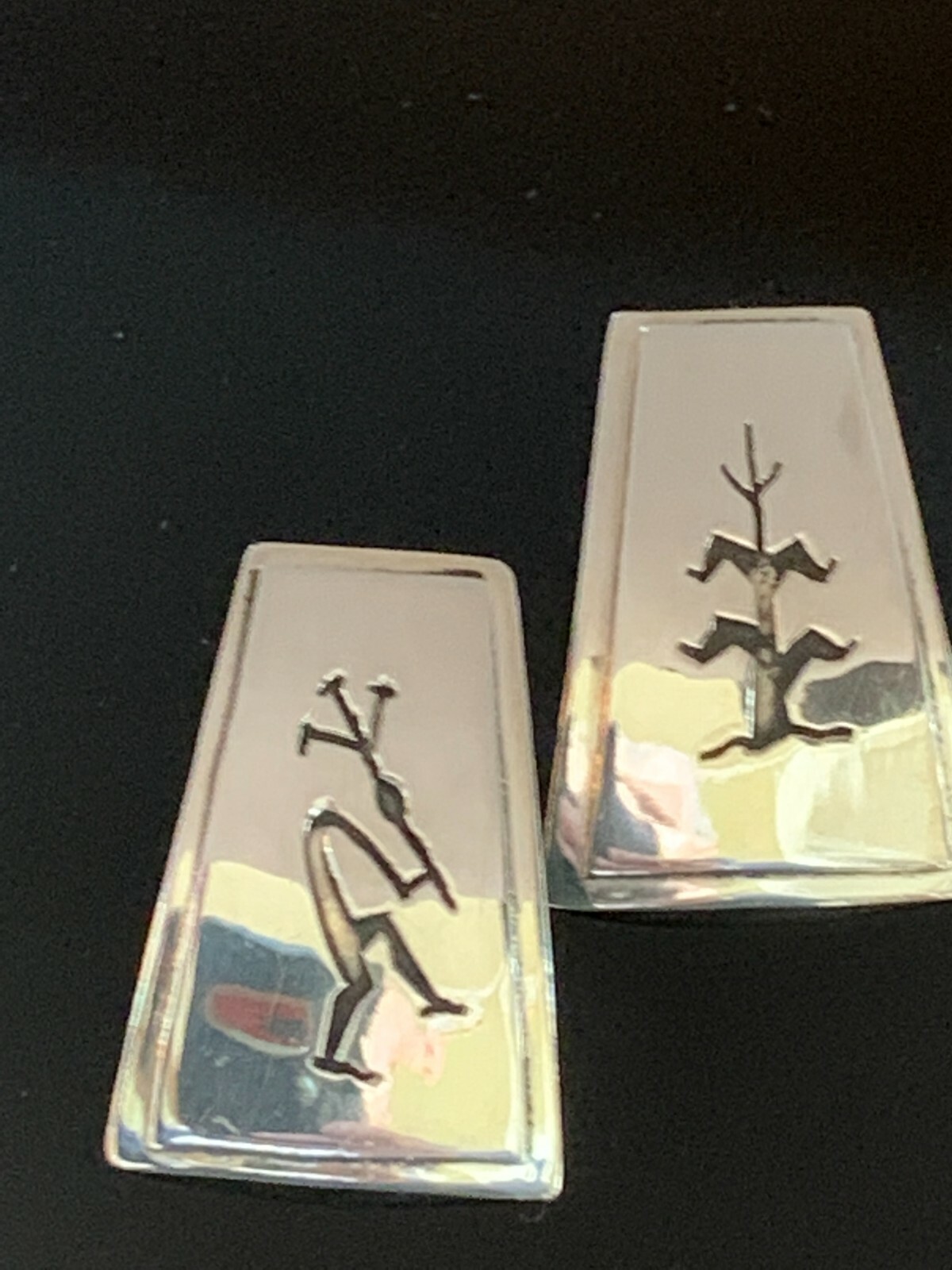 Sterling Silver Rectangular Screw-back Native Ame… - image 11