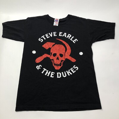 Steve Earle & The Dukes Skull Band Logo size Small Black T Shirt Made In USA Tee