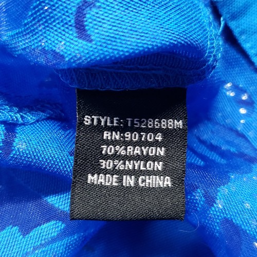Linear Bluse Damen S Blau Shirt Transparent Verziert Langarm Knopfleiste Neu - Bild 8 von 9