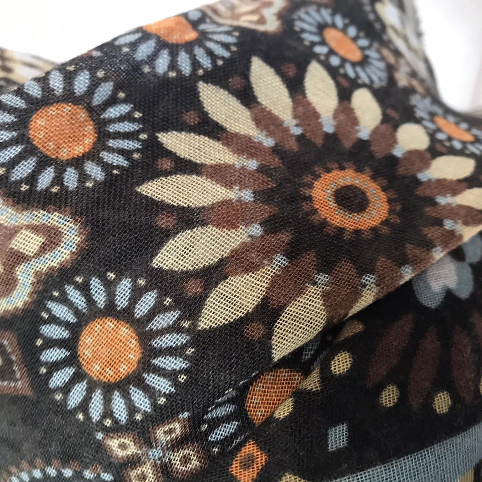 Vera Bradley Bufanda Flecos Cañón Transparente Marrón Naranja Bohemio Floral Medallón Foto 4 de 4