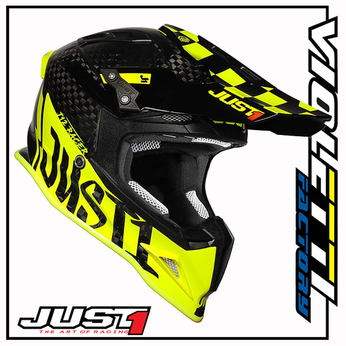 CASCO JUST 1 J12 PRO RACER FLUO YELLOW CARBON GLOSS CARBONIO ENDURO CROSS |  eBay