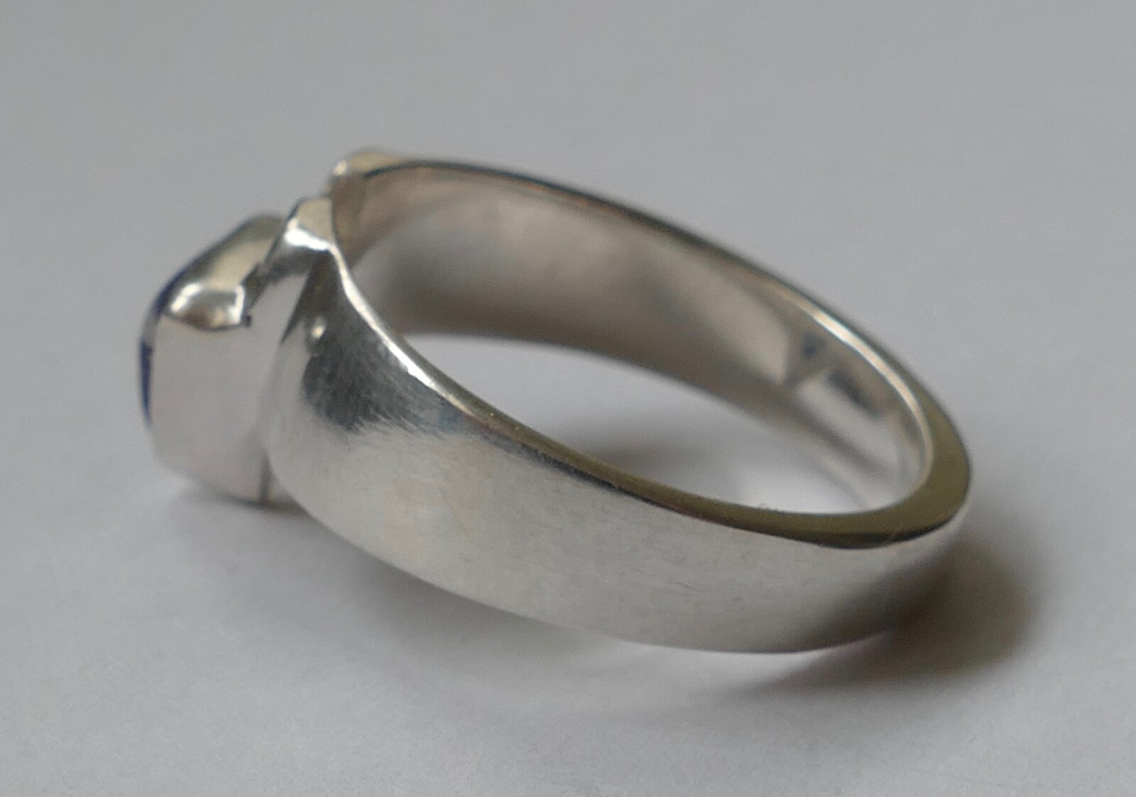 Ring triangular blue stone 925 silver vintage 80s… - image 2