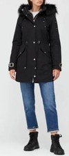 Glam Parka Jacket With Buckle Sleeve Detail From Very - Black Size 10